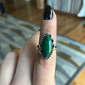 Sterling Silver Malachite Ring - Size 5.5